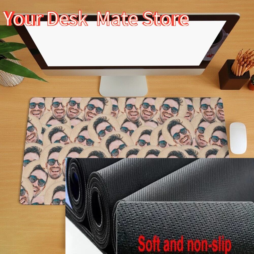 Gaming Accessories Photo - 맞춤형 얼굴 모양 책상 매트, 재미있는