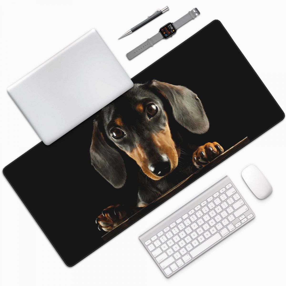 대형 마우스 패드 검은색 닥스훈트 강아지 사진 초상화  - Gaming Accessories Photo 리뷰 및 가격