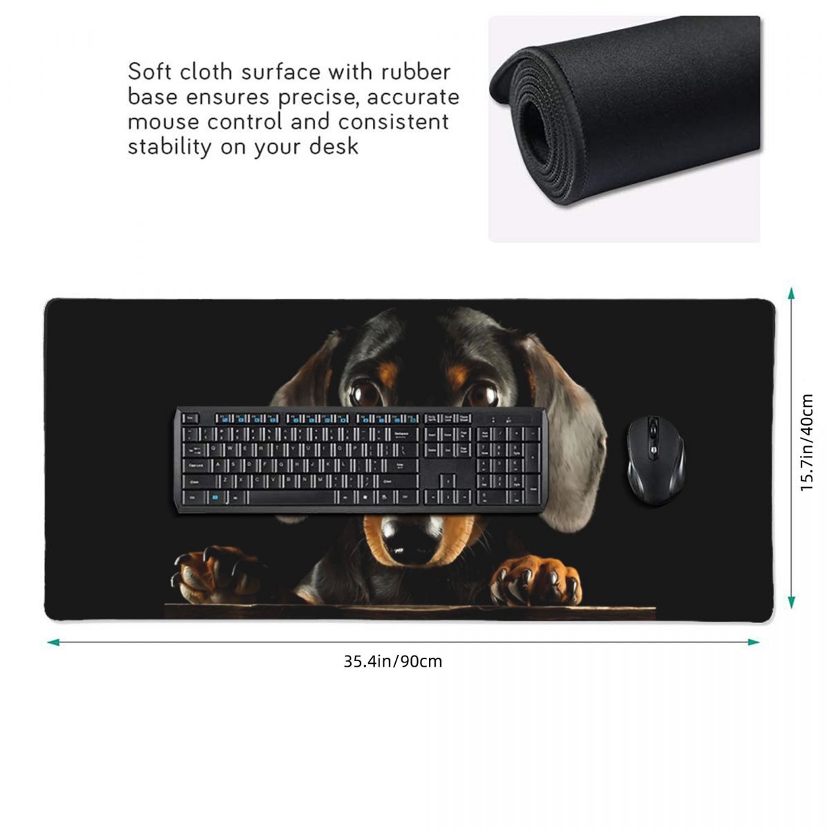 대형 마우스 패드 검은색 닥스훈트 강아지 사진 초상화  - Gaming Accessories Photo 리뷰 및 가격